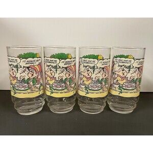 Vintage 1988 Keebler 135th Birthday Ernie Elf Drinking Glasses Set of 4 Tumblers